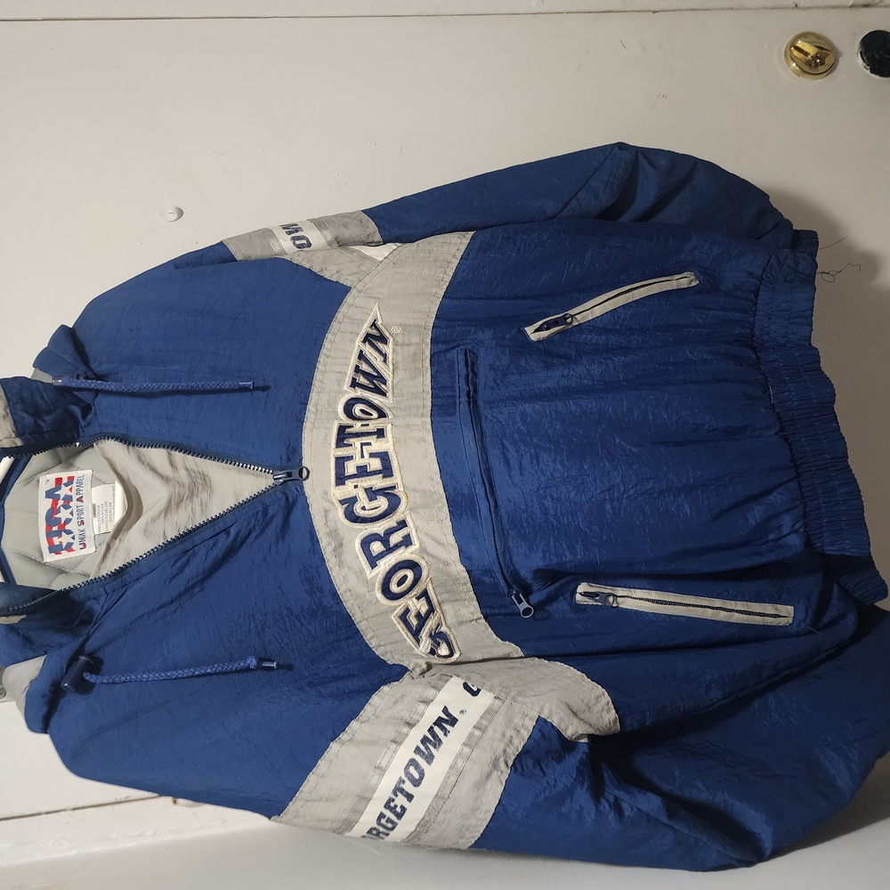 Sporty Blue and White Windbreaker Jacket